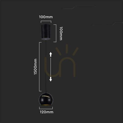 Jelölje be V-TAC LED függesztett lámpatest 8.5W 160cm Állítható Fekete VT-7797 3000K 850lm