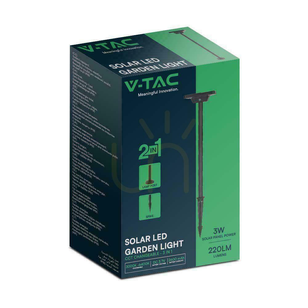 Kijelző V-TAC Solar Garden Pole 2-funkciós IP65 53cm fekete VT-4102 3000K-6400K 220lm 3 év garancia 3 év garancia V-TAC Solar Garden Pole 2-funkciós IP65 53cm fekete VT-4102 3000K-6400K 220lm 3 év garancia 3 év garancia