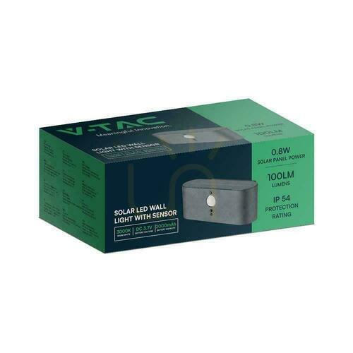 Jelölje be Kerti fali lámpa Solar V-TAC 0.8W LED mozgásérzékelő IP54 VT-1148 3000K 100lm 3 év garancia 3 év garancia