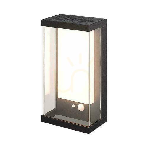 Jelölje be V-TAC 1W LED mozgásérzékelő IP65 fekete VT-1193 3000K 95lm napelemes fali kerti fali lámpa.