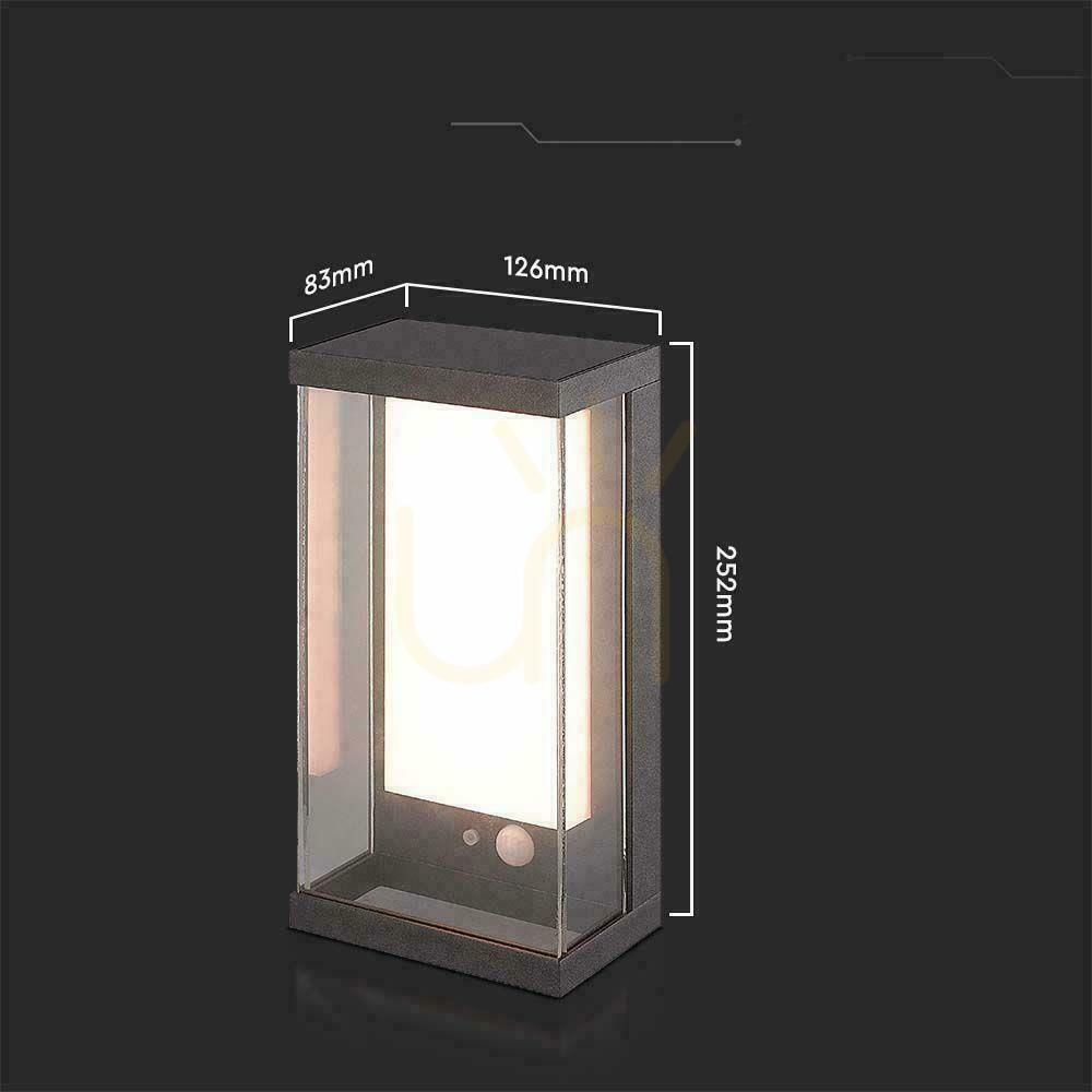 Kilátás Kerti fali lámpa Solar V-TAC 1W LED mozgásérzékelő IP65 szürke antracit VT-1193 3000K 95lm Kerti fali lámpa Solar V-TAC 1W LED mozgásérzékelő IP65 szürke antracit VT-1193 3000K 95lm
