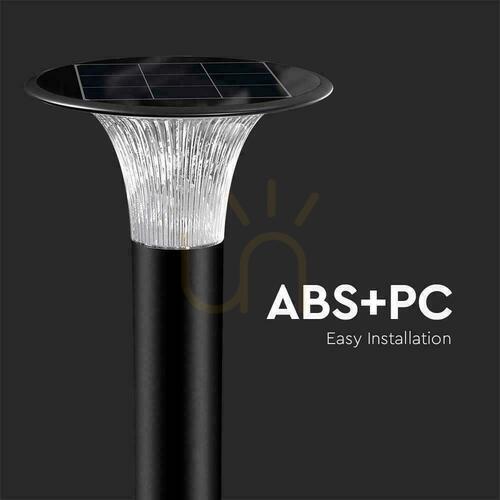 Jelölje be V-TAC 15W LED Solar Garden Pole IP65 CCT mozgásérzékelő fekete 88cm VT-413 6000K + 4000K 2200lm 3 év garancia 3 év garancia