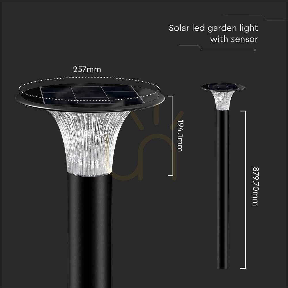Kijelző V-TAC 15W LED Solar Garden Pole IP65 CCT mozgásérzékelő fekete 88cm VT-413 6000K + 4000K 2200lm 3 év garancia 3 év garancia V-TAC 15W LED Solar Garden Pole IP65 CCT mozgásérzékelő fekete 88cm VT-413 6000K + 4000K 2200lm 3 év garancia 3 év garancia
