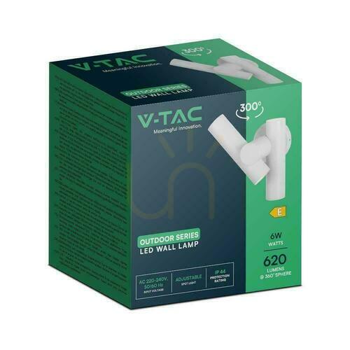 Jelölje be Fali lámpa V-TAC 6W LED IP44 Fehér VT-1186 4000K 620lm.