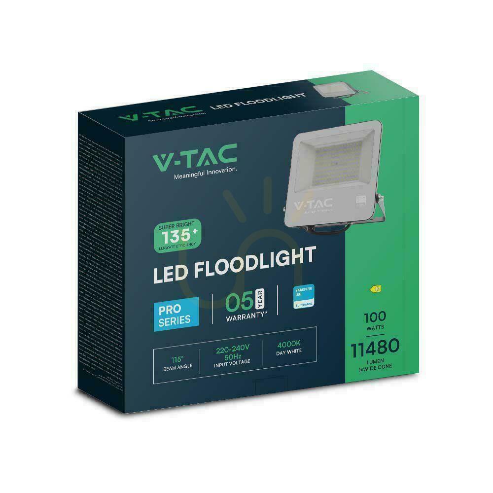 Kijelző LED projektor V-TAC 100W 135Lm/W SAMSUNG CHIP Fekete VT-44101 6500K 11480lm 5 év garancia LED projektor V-TAC 100W 135Lm/W SAMSUNG CHIP Fekete VT-44101 6500K 11480lm 5 év garancia