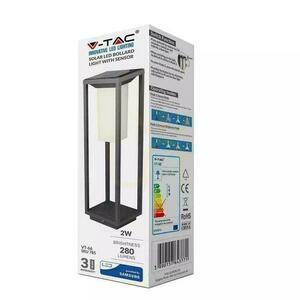 V-TAC 4W LED SAMSUNG CHIP szürke 2-funkciós napelemes kerti oszlop IP65 VT-66 3000K 280lm 3 év garancia 3 év garancia small 3