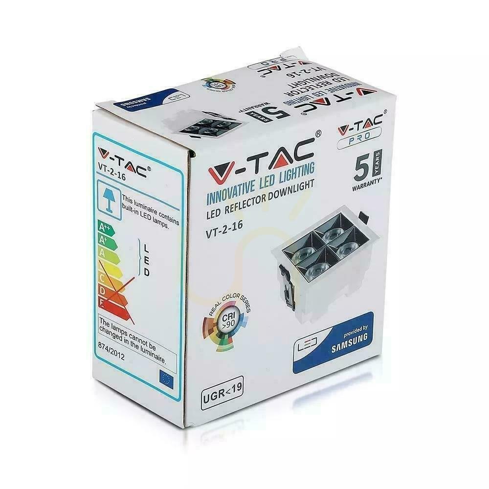Előnézet V-TAC Downlight SAMSUNG CHIP 16W UGR19 CRI90+ 12st VT-2-16 4000K 1280lm 5 év garancia lámpatest V-TAC Downlight SAMSUNG CHIP 16W UGR19 CRI90+ 12st VT-2-16 4000K 1280lm 5 év garancia lámpatest