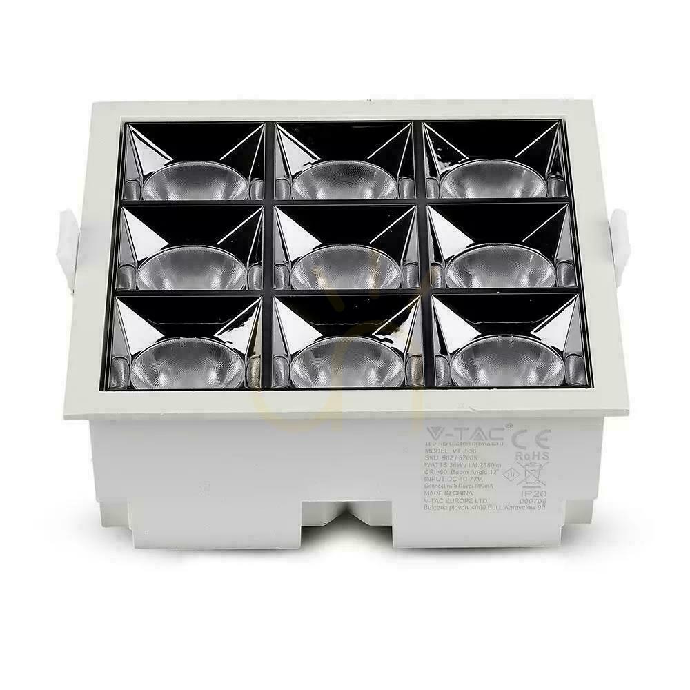 Kijelző V-TAC downlight SAMSUNG CHIP 36W UGR19 CRI90+ 12st VT-2-36 5700K 2880lm 5 év garancia V-TAC downlight SAMSUNG CHIP 36W UGR19 CRI90+ 12st VT-2-36 5700K 2880lm 5 év garancia
