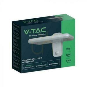 V-TAC 15W CCT mozgásérzékelő IP65 fehér VT-414 4000K-6000K 2000lm napelemes fali kerti fali lámpa. small 2