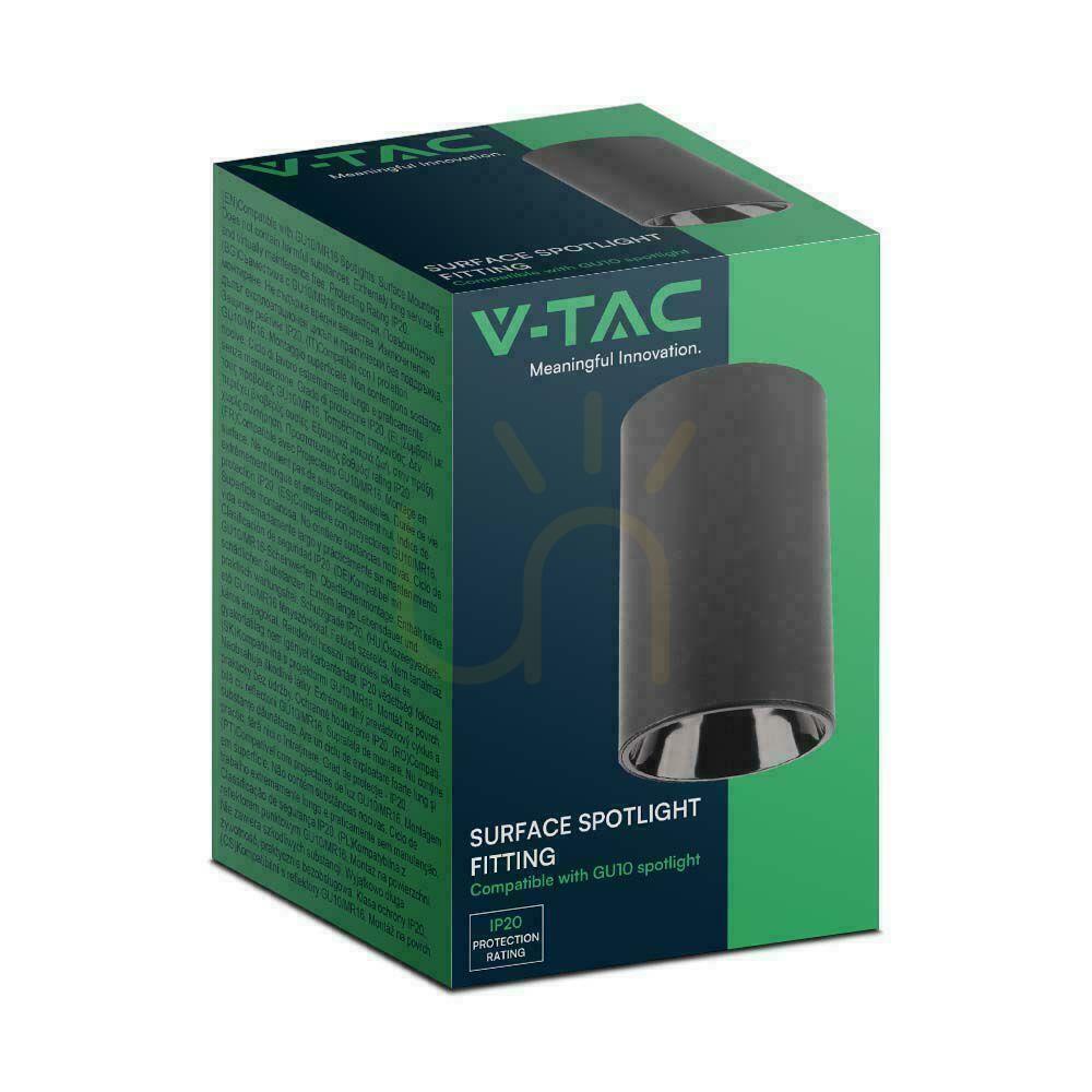Kilátás V-TAC GU10 mennyezeti lámpatest kerek felszíni cső fekete 65x100mm VT-1131 3 év garancia V-TAC GU10 mennyezeti lámpatest kerek felszíni cső fekete 65x100mm VT-1131 3 év garancia