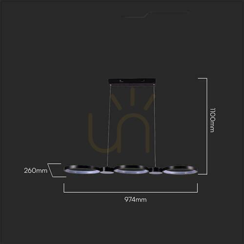 Jelölje be V-TAC 38W LED-es függesztett lámpatest Fekete VT-7820 4000K 4560lm