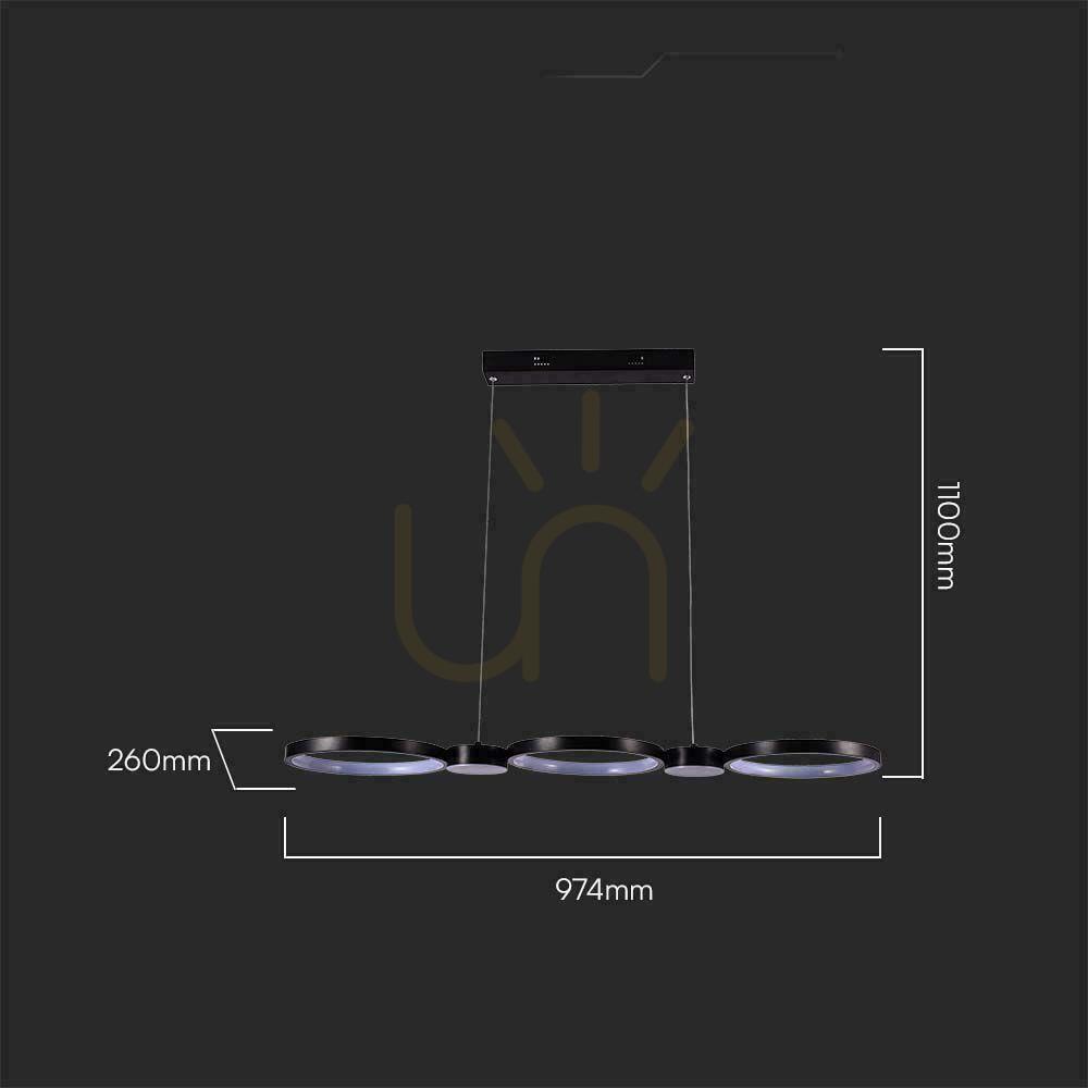 Kilátás V-TAC 38W LED függesztett lámpatest Fekete VT-7820 3000K 4560lm V-TAC 38W LED függesztett lámpatest Fekete VT-7820 3000K 4560lm