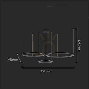V-TAC 57W LED függesztett lámpatest Fekete VT-7824 3000K 6840lm small 1