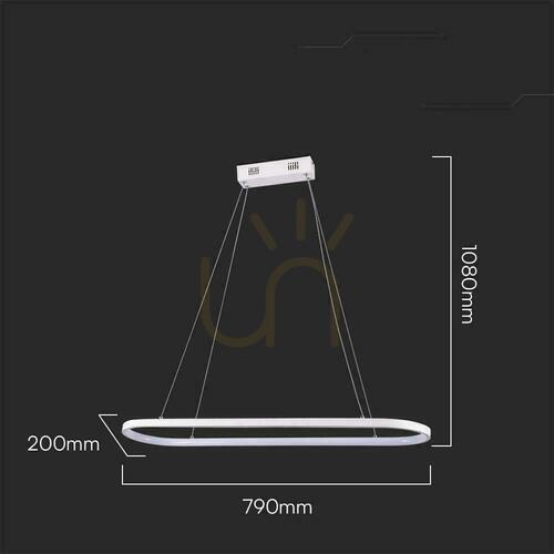 Jelölje be V-TAC 24W LED-es függő lámpatest Fehér VT-7825 3000K 2760lm