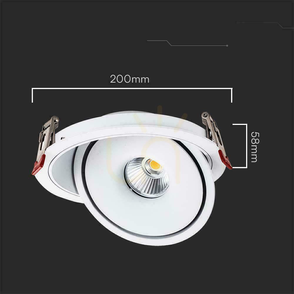 Jelölje be V-TAC LED Tilt Downlight 30W LED COB CRI90+ CCT White VT-2532 3000K-4000K-6400K 2500lm. V-TAC LED Tilt Downlight 30W LED COB CRI90+ CCT White VT-2532 3000K-4000K-6400K 2500lm.
