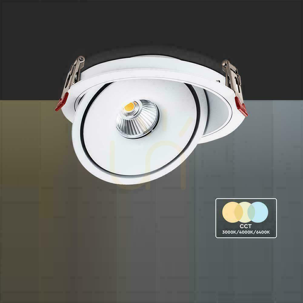 Kilátás V-TAC LED Tilt Downlight 30W LED COB CRI90+ CCT White VT-2532 3000K-4000K-6400K 2500lm. V-TAC LED Tilt Downlight 30W LED COB CRI90+ CCT White VT-2532 3000K-4000K-6400K 2500lm.