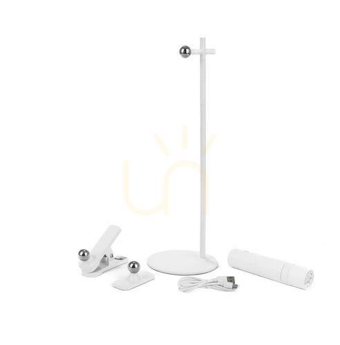 Jelölje be V-TAC 4 az 1-ben asztali lámpa 37cm tapéta klipszes zseblámpa 3W LED fehér VT-7413 4000K 300lm