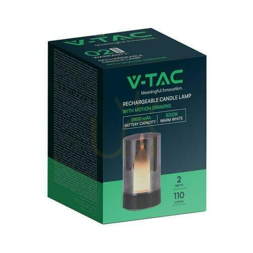 Jelölje be V-TAC gyertyafény éjszakai lámpa 3W LED töltés USB dimmelhető fekete VT-7564 3000K 110lm.