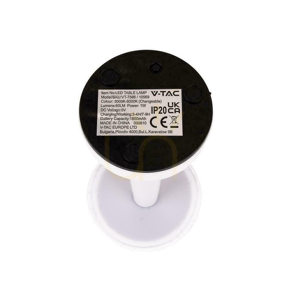 Előnézet V-TAC 2W LED éjjeliszekrény lámpa 23cm USB töltés CCT Dimmelhető fehér VT-7566 3000K-6000K 40lm V-TAC 2W LED éjjeliszekrény lámpa 23cm USB töltés CCT Dimmelhető fehér VT-7566 3000K-6000K 40lm