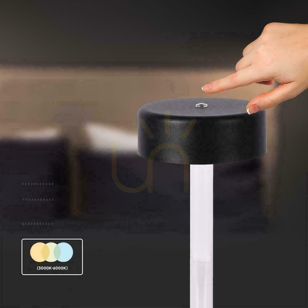 Kijelző V-TAC 3W LED éjjeliszekrény asztali lámpa 23cm USB töltés CCT fényerőszabályzó fekete VT-7567 3000K-6000K 210lm V-TAC 3W LED éjjeliszekrény asztali lámpa 23cm USB töltés CCT fényerőszabályzó fekete VT-7567 3000K-6000K 210lm