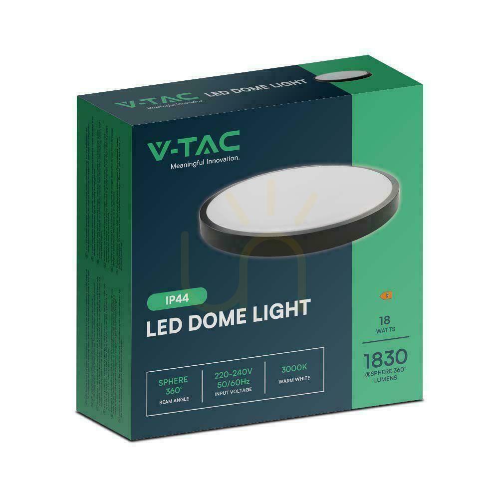Előnézet Plafond V-TAC 18W LED kerek 25cm-es felszíni szerelésű IP44 fekete VT-8618B 6500K 1830lm Plafond V-TAC 18W LED kerek 25cm-es felszíni szerelésű IP44 fekete VT-8618B 6500K 1830lm