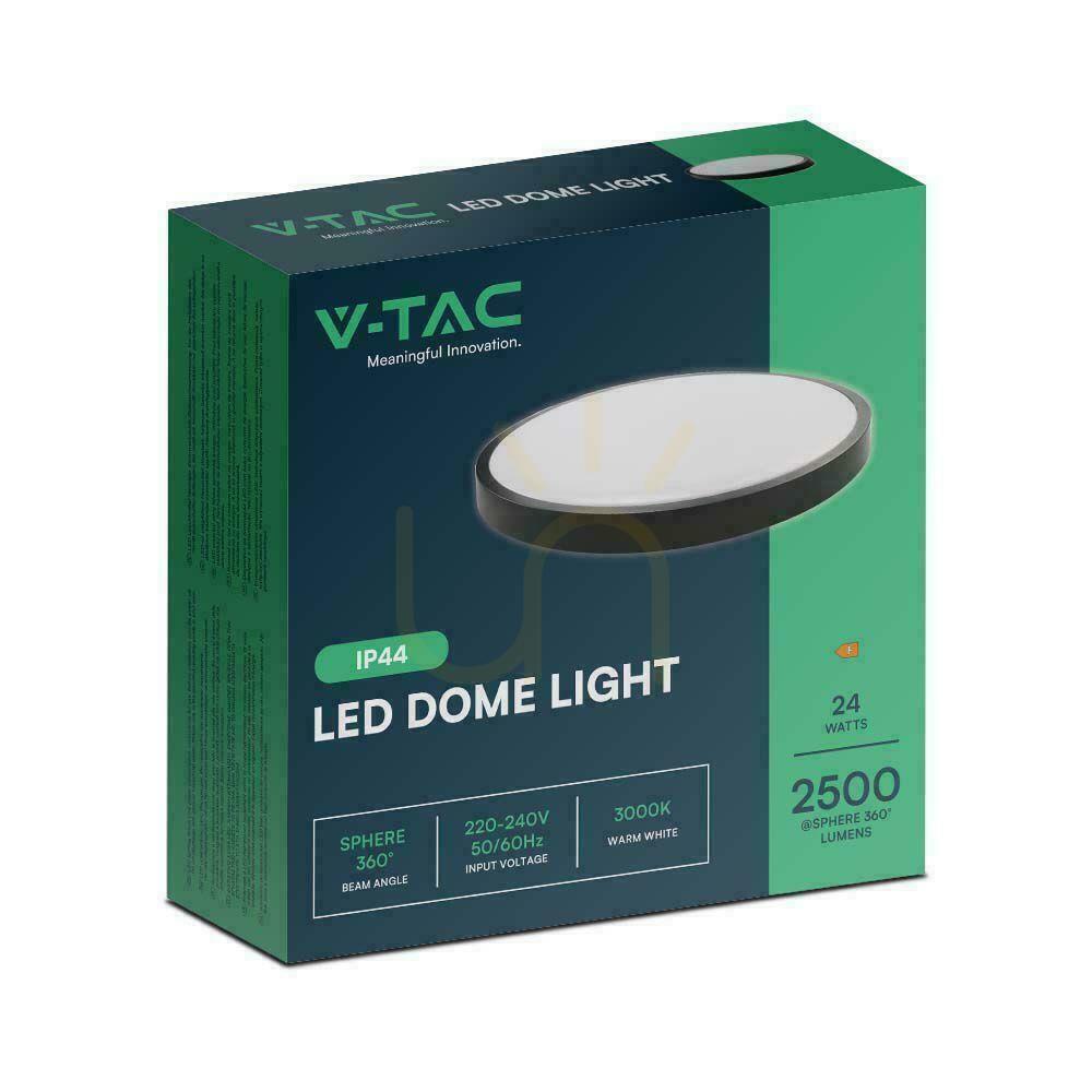 Előnézet Plafond V-TAC 24W LED kerek 30cm felszíni szerelésű IP44 fekete VT-8624B 3000K 2500lm 3000K 2500lm Plafond V-TAC 24W LED kerek 30cm felszíni szerelésű IP44 fekete VT-8624B 3000K 2500lm 3000K 2500lm