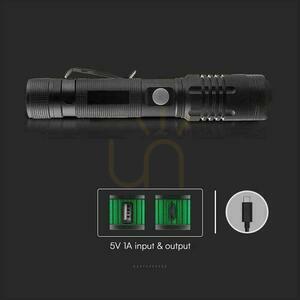 V-TAC VT-9910 újratölthető LED zseblámpa 10 W 1000 lm USB-C IP54, SKU 23338 small 2