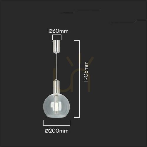 Jelölje be V-TAC VT-10114 LED függeszték, króm és akril, Ø 20 cm, 5 W 450 lm 3000 K, CRI 90