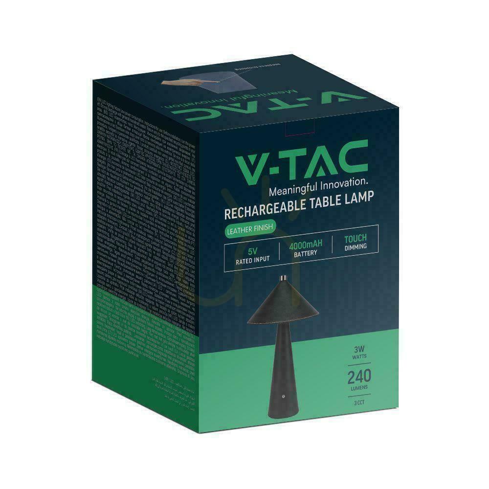 Előadás V-TAC 3W LED éjjeliszekrény asztali lámpa 33cm CCT USB-C töltés Dimmelhető fekete bőr VT-10117 3000K-6000K 240lm V-TAC 3W LED éjjeliszekrény asztali lámpa 33cm CCT USB-C töltés Dimmelhető fekete bőr VT-10117 3000K-6000K 240lm