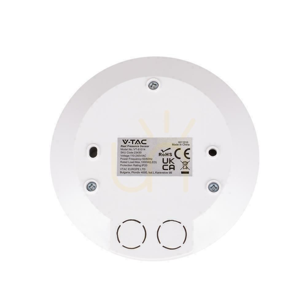 Előnézet Mozgásérzékelő 360st V-TAC felszíni mennyezeti SLIM 25mm 360st fi76 1000W Fehér VT-81014 5 év garancia Mozgásérzékelő 360st V-TAC felszíni mennyezeti SLIM 25mm 360st fi76 1000W Fehér VT-81014 5 év garancia