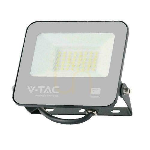 Jelölje be LED projektor V-TAC 30W 100Lm/W kábel 1mb SAMSUNG CHIP Fekete VT-44035 3000K 2505lm 5 év garancia