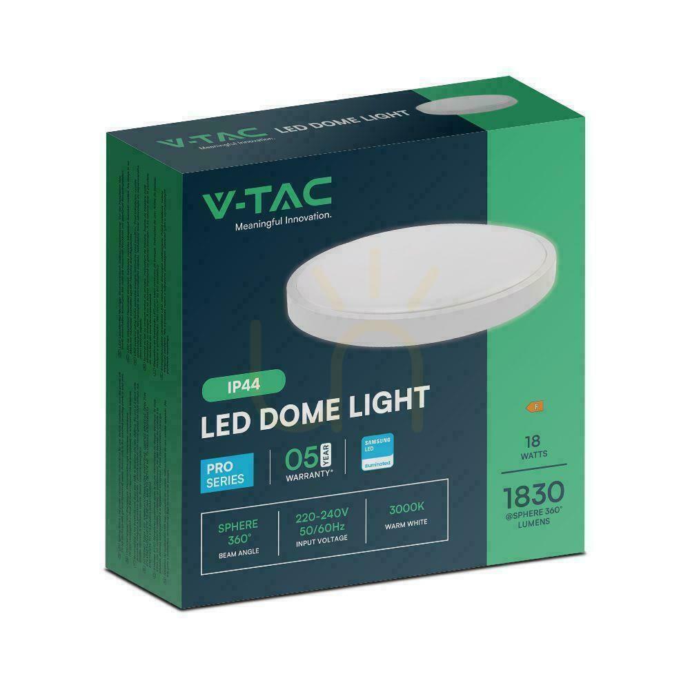Előnézet Plafond V-TAC 18W LED SAMSUNG CHIP kerek 25cm felszíni szerelésű IP44 fehér VT-8618 3000K 1830lm 5 év garancia Plafond V-TAC 18W LED SAMSUNG CHIP kerek 25cm felszíni szerelésű IP44 fehér VT-8618 3000K 1830lm 5 év garancia