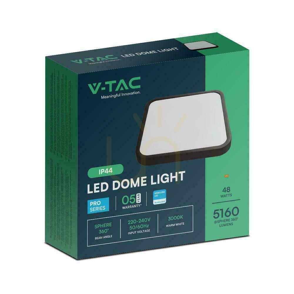 Előnézet Plafond V-TAC 48W LED SAMSUNG CHIP négyzet 42x42cm felszíni szerelés IP44 fekete VT-8630B 6500K 5160lm 5 év garancia 5 év garancia Plafond V-TAC 48W LED SAMSUNG CHIP négyzet 42x42cm felszíni szerelés IP44 fekete VT-8630B 6500K 5160lm 5 év garancia 5 év garancia