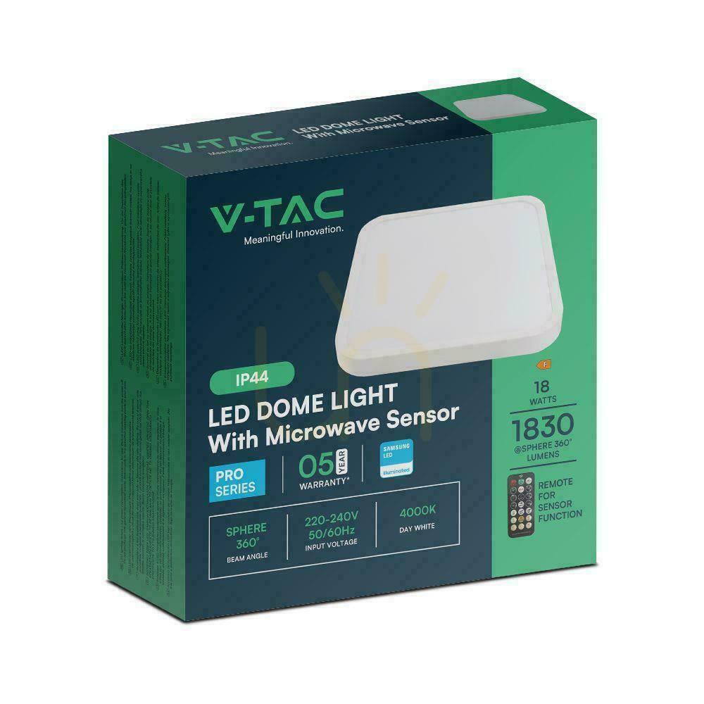 Előnézet Plafond V-TAC 18W LED SAMSUNG CHIP négyzet 30x30cm felszíni szerelésű Pilot mozgásérzékelő IP44 fehér VT-8618S 4000K 1830lm 5 év garancia Plafond V-TAC 18W LED SAMSUNG CHIP négyzet 30x30cm felszíni szerelésű Pilot mozgásérzékelő IP44 fehér VT-8618S 4000K 1830lm 5 év garancia