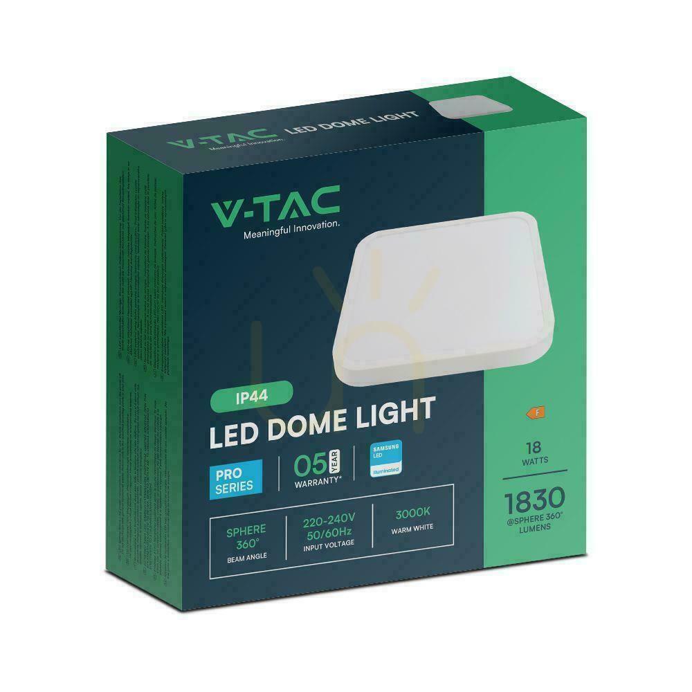 Előnézet Plafond V-TAC 18W LED SAMSUNG CHIP négyzet 25x25cm felszíni IP44 fehér VT-8618 6500K 1830lm 5 év garancia 5 év garancia Plafond V-TAC 18W LED SAMSUNG CHIP négyzet 25x25cm felszíni IP44 fehér VT-8618 6500K 1830lm 5 év garancia 5 év garancia