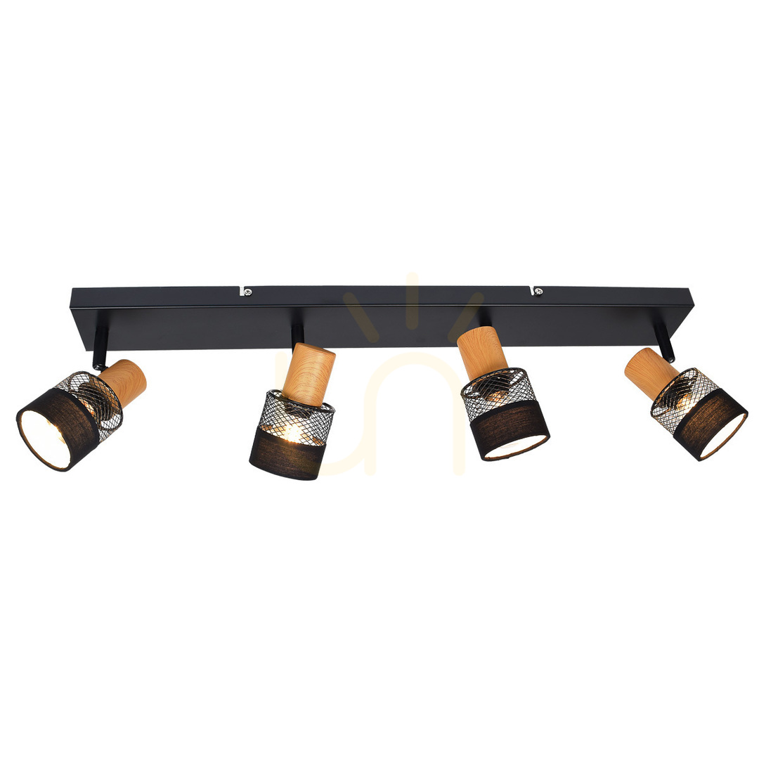 Jelölje be Spotlámpa Italux Coletta fekete fa fém 4xE14 65 cm SPL-90110-4 Spotlámpa Italux Coletta fekete fa fém 4xE14 65 cm SPL-90110-4
