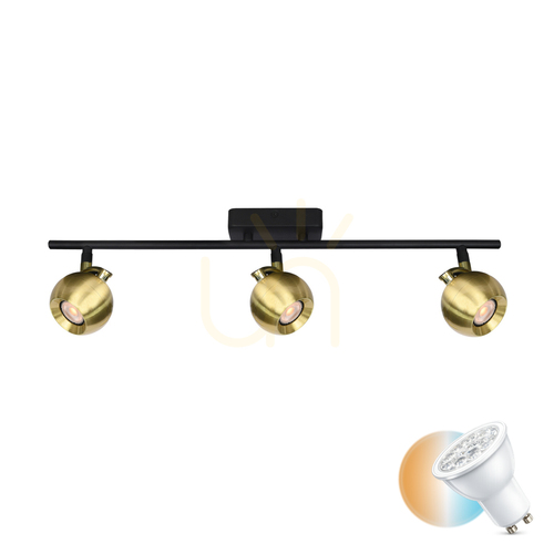 Jelölje be Italux spotlámpa fekete 3xGU10 LED 10W alumínium SPL-45379-3-BK-BRSS