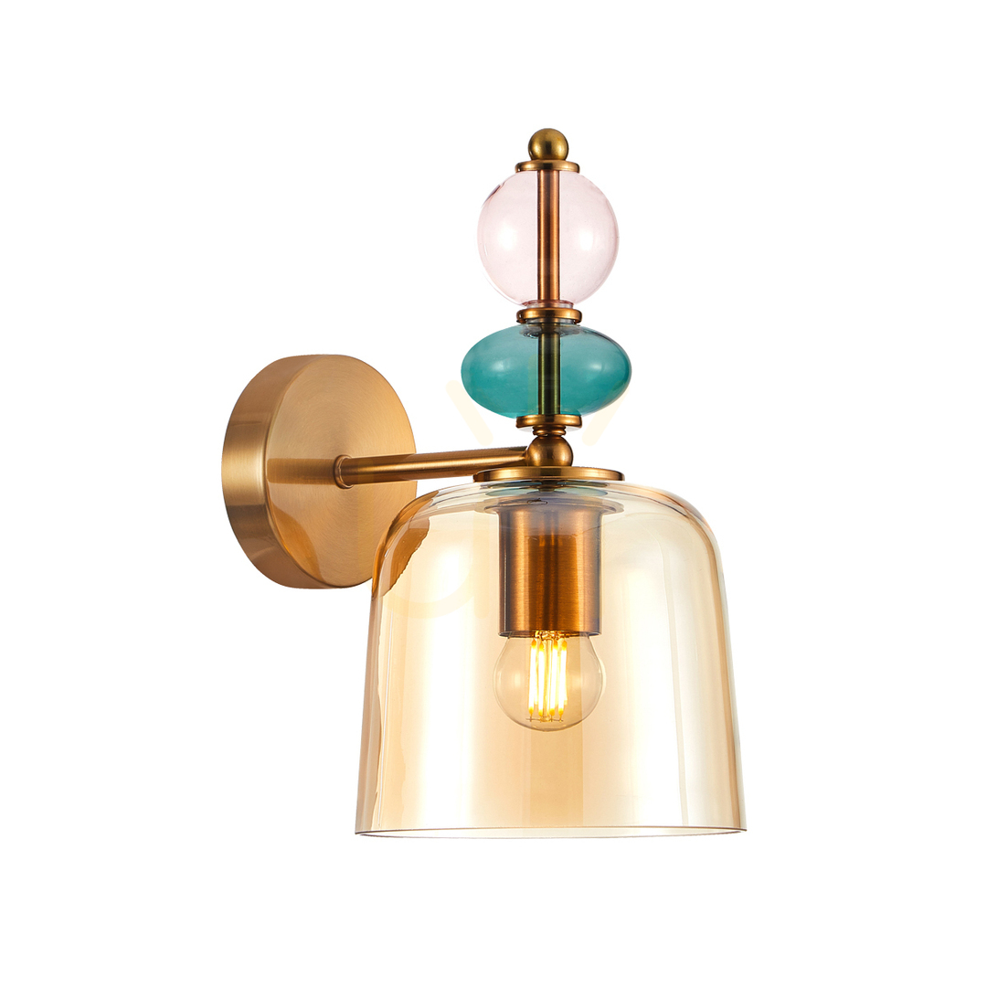 Jelölje be Italux sárgaréz amber üveg E27 LED fali lámpa WL-27092A-MC-BRO Italux sárgaréz amber üveg E27 LED fali lámpa WL-27092A-MC-BRO