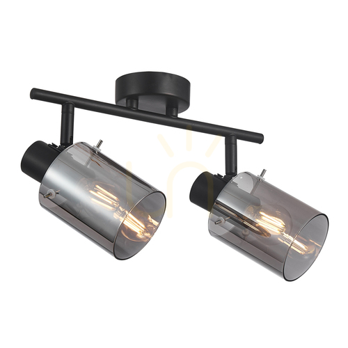 Jelölje be Spotlámpa Italux Sardo 2xE14 fekete füstüveg SPL-5581-2-BK-SG