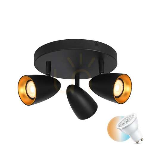 Jelölje be Italux Tino fekete-arany 3 pontos GU10 LED spotlámpa SPL-36748-3R-BK-GD