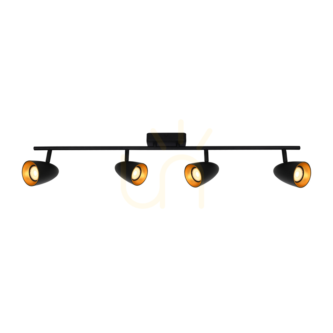 Kilátás Spotlámpa Italux Tino 4xGU10 fekete alumínium SPL-36748-4-BK-GD Spotlámpa Italux Tino 4xGU10 fekete alumínium SPL-36748-4-BK-GD