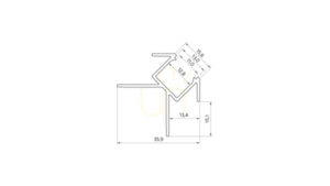 Lumines CANTO LED profil 1 m, fekete lakkozott, külső sarok gipszkartonhoz, perforáció nélkül, 35,9 × 15,1 mm, szalag max. 12 mm small 1