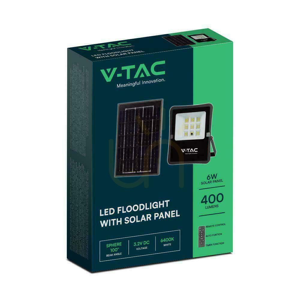 Kilátás V-TAC 6W-os napelemes LED projektor távirányító, AUTO, időzítő IP65 VT-55050 4000K 400lm V-TAC 6W-os napelemes LED projektor távirányító, AUTO, időzítő IP65 VT-55050 4000K 400lm