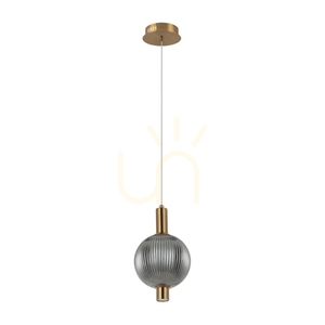 Italux Lenti LED függőlámpa, aranyszínű, füstszínű üveggel, 15 cm, PND-83631-1-BRO-SG small 0