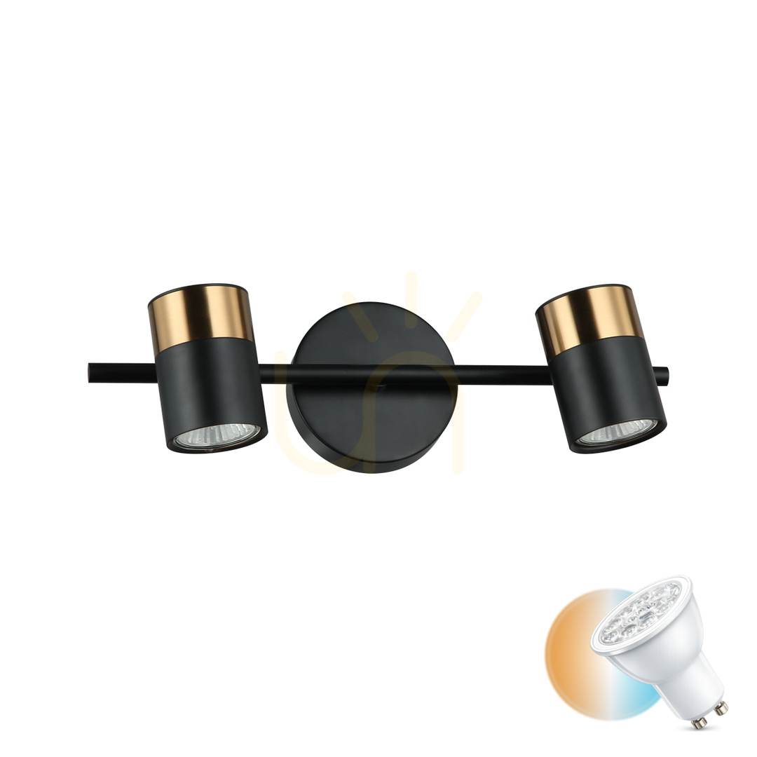 Jelölje be Italux Elice fekete GU10 2 pontos fali lámpa WL-58892-2-BK-BRO Italux Elice fekete GU10 2 pontos fali lámpa WL-58892-2-BK-BRO