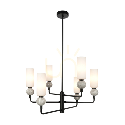 Jelölje be Függőlámpa Italux Santos fekete opál üveg G9 55 cm PND-95331-6-BK