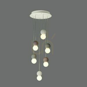 GALAXIA 7622 Mantra csillár 6xE27 beton, fehér és piros 40 cm small 1