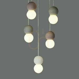 GALAXIA 7622 Mantra csillár 6xE27 beton, fehér és piros 40 cm small 2
