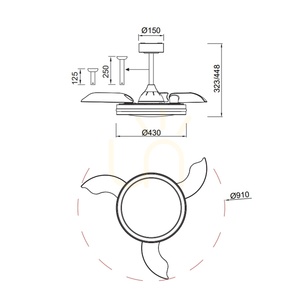 Mantra NORTH 8730 fekete mennyezeti ventilátor LED-világítással és behúzható lapátokkal small 4