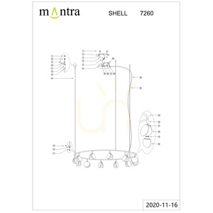 Mantra SHELL 7260 LED csillár, aranyszínű, 86 cm, 3000 K small 7